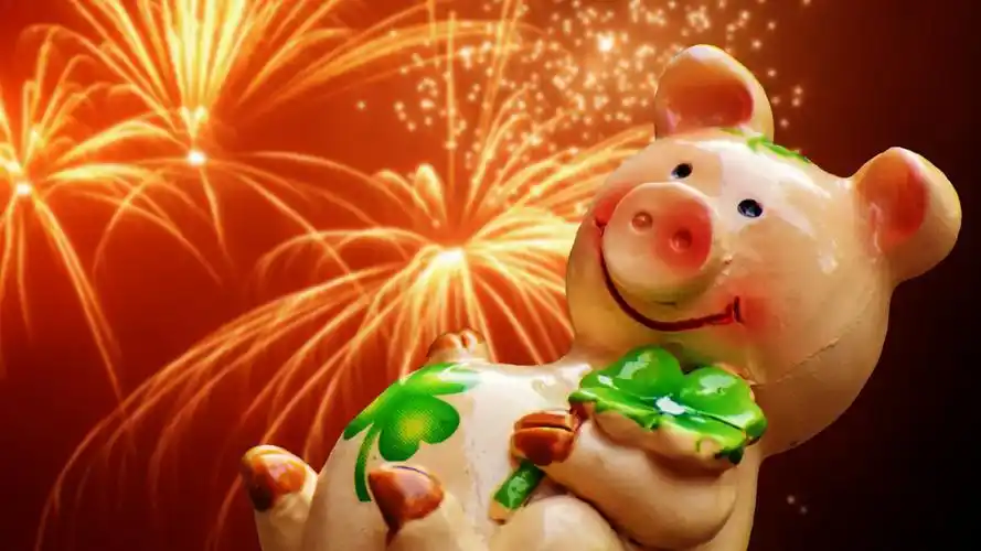 可爱的幸运猪祝你好运来壁纸图片