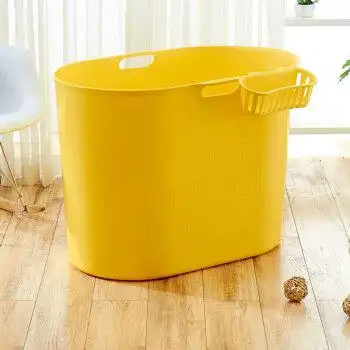 身折叠洗澡盆浴桶浴盆洗澡桶泡澡桶家用塑料大人沐浴桶 黄色 浴罩