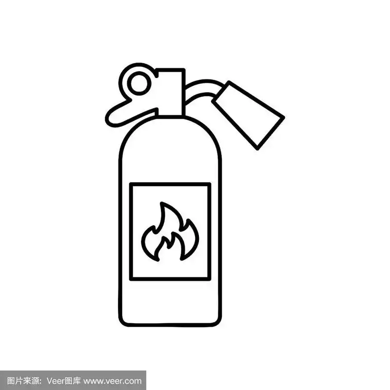 灭火器线条图标,轮廓矢量符号,线形风格象形孤立在白色上.