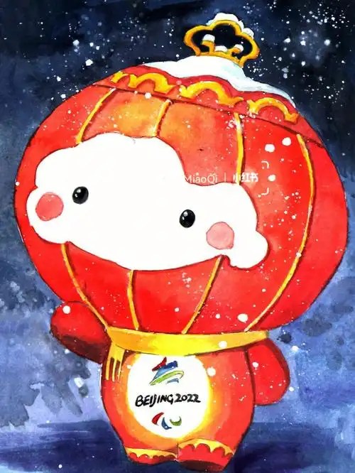 冬奥会  #冰墩墩雪容融  #水彩插画