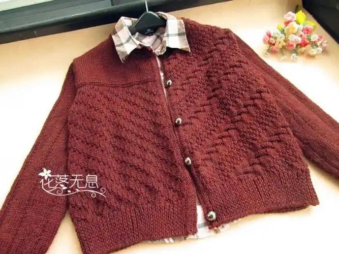 给姥姥织的长袖开衫外套斜阳附详细毛衣编织花样