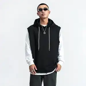 struggle 街头国潮纯色无袖连帽卫衣男2021新款冬季情侣宽松上衣
