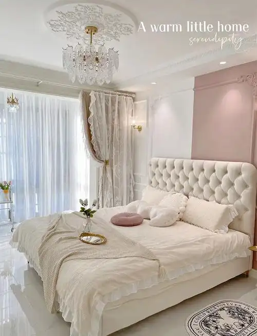 床女生卧室轻奢高背美式拉扣豪华公主现代简约ins网红储物布艺床床