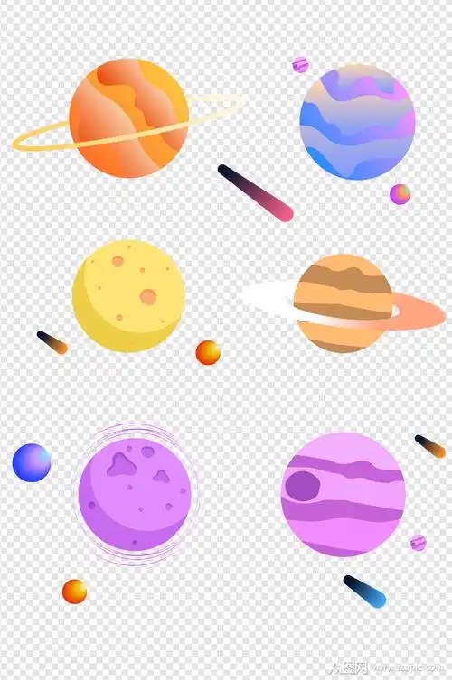 彩色宇宙星球星系插画素材