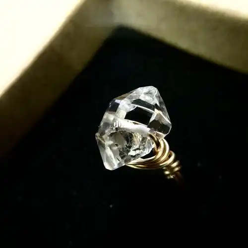 天然闪灵钻水晶手工戒指