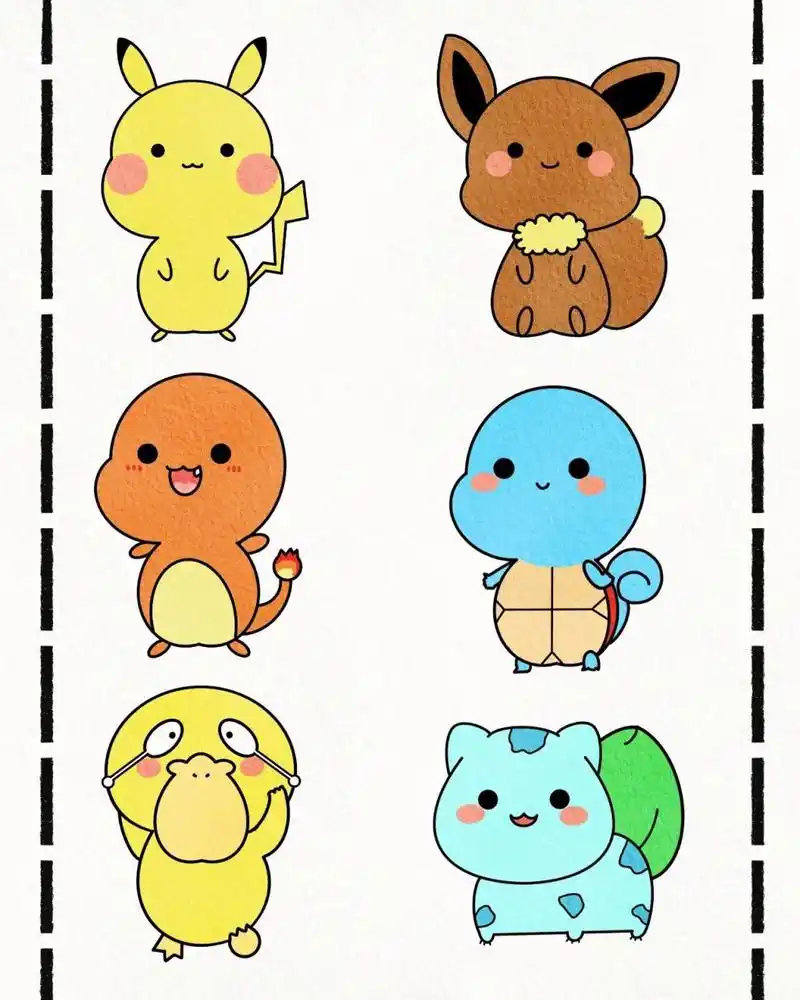 简笔画素材|精灵宝可梦|比卡丘|妙蛙种子 绘画工具:procreat 笔刷