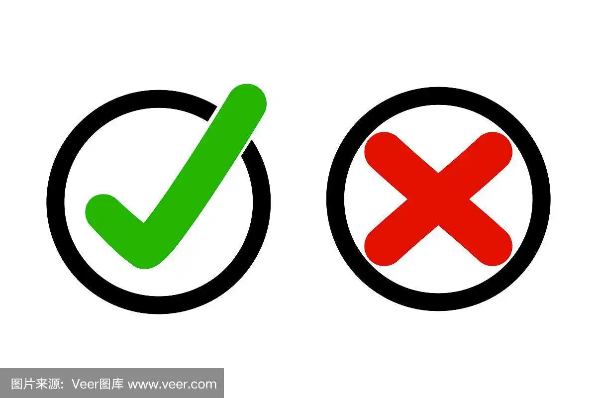 真和假的图标在圆圈.