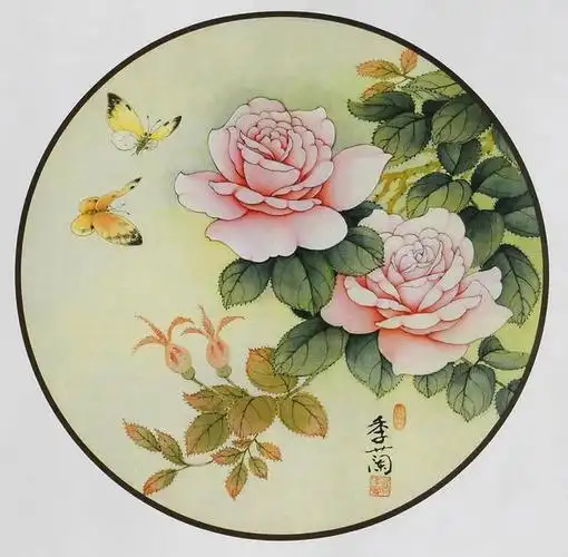 季阑工笔花鸟圆扇面29幅,色稿 白描,喜欢的收藏关注