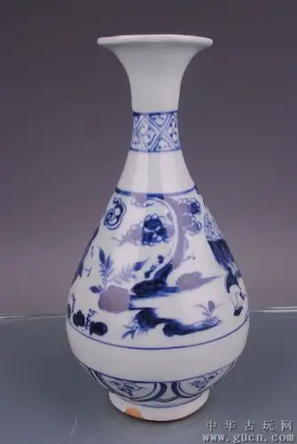 元代青花高士图纹玉壶春瓶