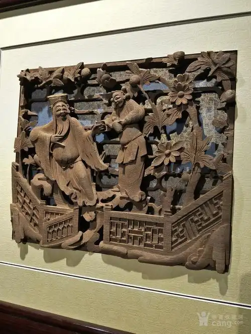 清代精工高浮雕人物故事花板