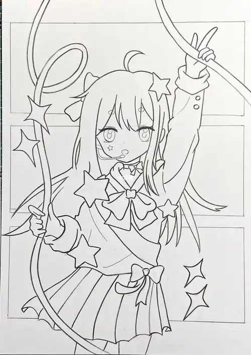 马克笔动漫手绘人物女孩临摹