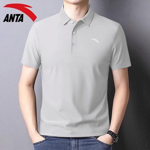 男夏季 宽松速干纯色运动上衣 新款 冰丝透气半袖 安踏短袖 - 运动服