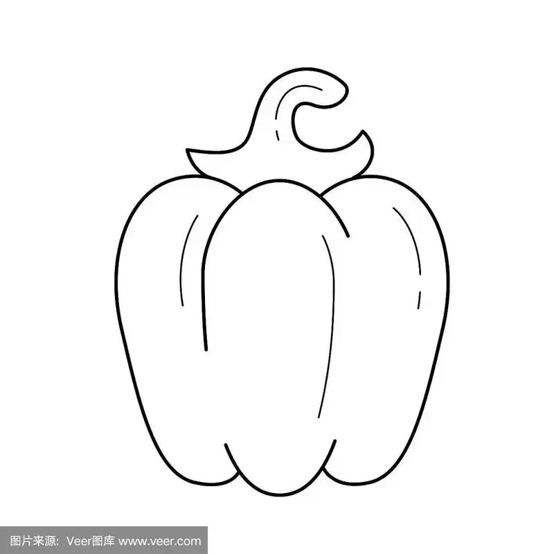 矢量,灯笼椒,线图标,可爱的,蔬菜