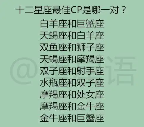 十二星座最佳cp表,十二星座男女最佳配对表图片图2