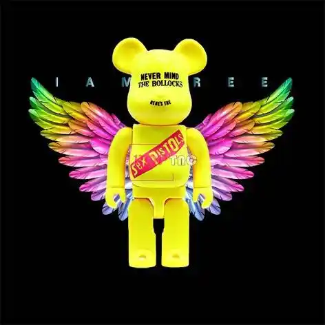 卡通动漫潮牌天使暴力熊字母印花图案服装裁片t恤卫衣烫图印花花型