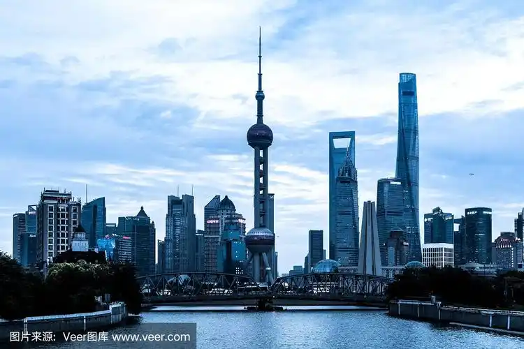 城市天际线,中国上海,与标志性建筑-股票形象