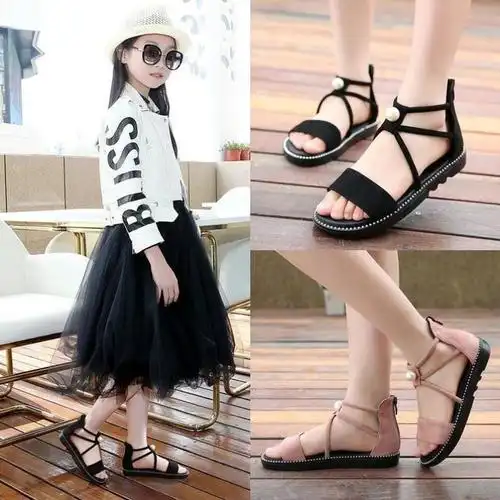 儿童凉鞋公主白色夏天童鞋8女小孩女孩子12岁凉鞋