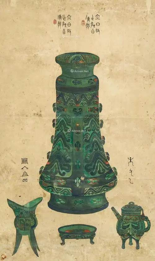 0247 手绘青铜器图轴 立轴 设色纸本