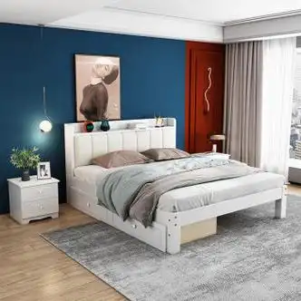 生态宜家官方直销实木床双人床18m家用主卧轻奢软包床经济型出租房