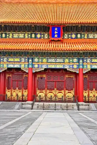 故宫里的太和殿正面局部特写