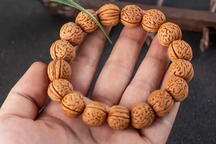 桃核手串脑纹文玩手链圆桃胡手串野生男女手持佛珠