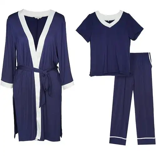 莫代尔睡衣女夏套装韩版宽松家居服春秋季短袖套装睡衣夏女三件套