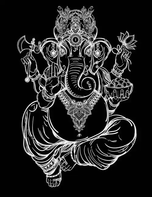 象神布面涂色描金油画静心减压金线diy手绘diy