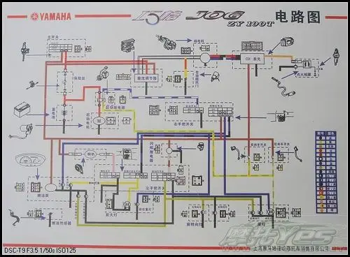 雅马哈jog摩托车点火线和熄火线的颜色,或是接在哪里?