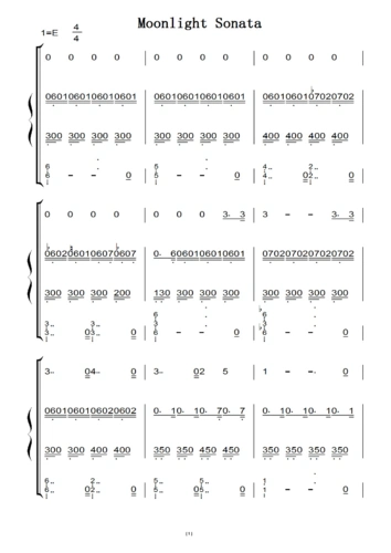 贝多芬月光奏鸣曲- moonlight sonata(贝多芬)(原版)钢琴双手简谱