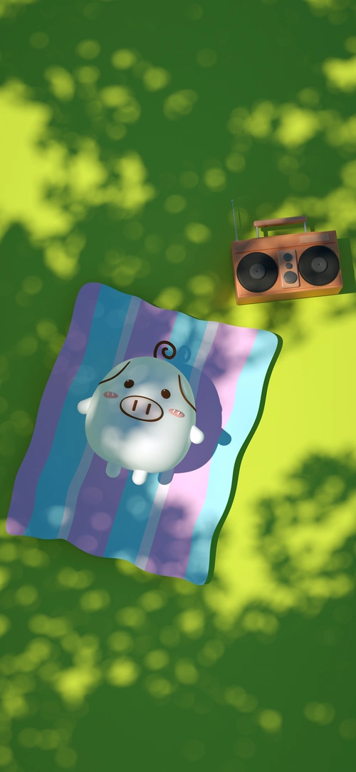 猪小毛-7月手机电脑屏保/壁纸来啦~|三维|动画/影视|软萌猪小毛_原创