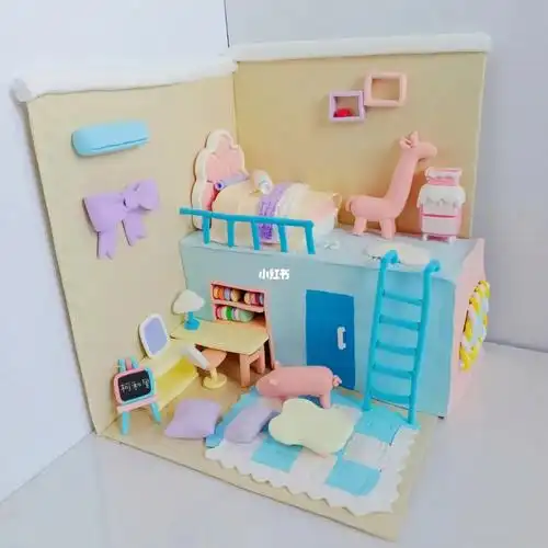 糖果色二层儿童卧室964 |粘土教程