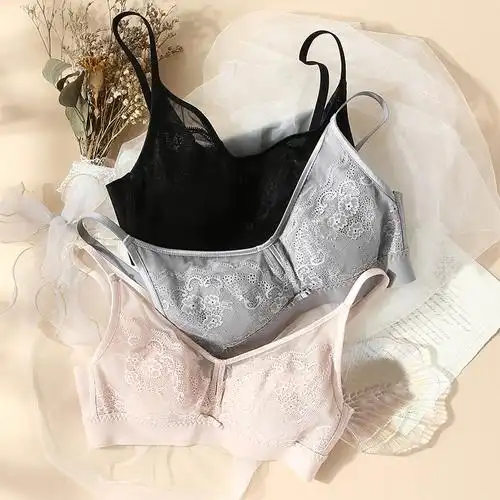 岛国抗菌舒适裸感无痕乳胶棉睡眠内衣无钢圈大胸显小聚拢薄文胸女