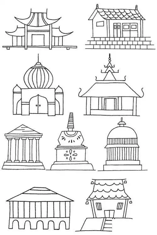 古代庙简笔画