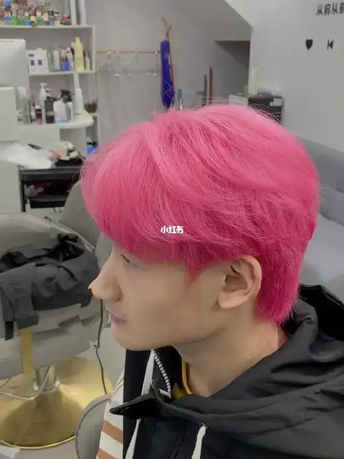 夏季新款潮男粉色头发韩式发型
