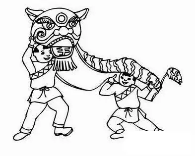 元宵舞狮简笔画