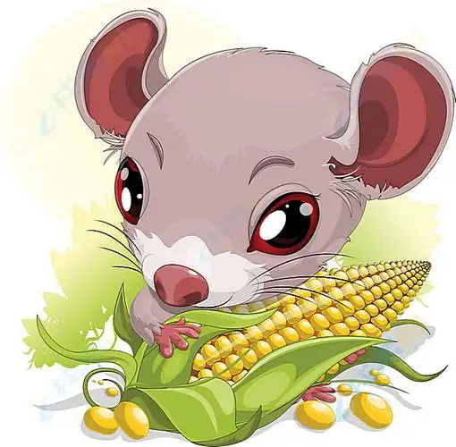 可爱卡通吃玉米小老鼠矢量素材下载