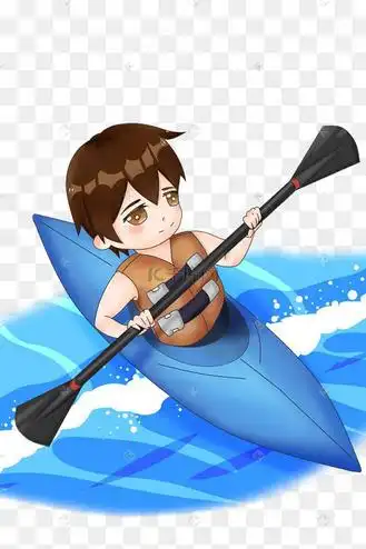 夏日皮划艇激流冲浪插画