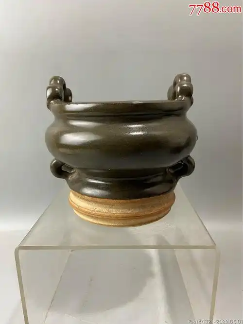 耀州窑茶叶末釉香炉全品无损