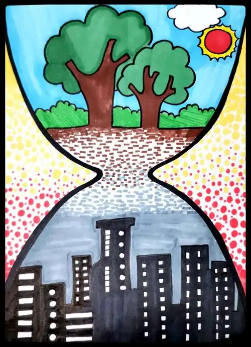 "停课不停学"一年级儿童创意绘《流逝的美好》西南联大蒙自小学美术组