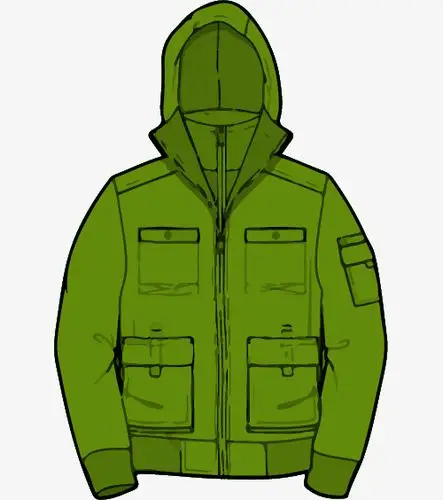 男装手绘风格男式夹克带帽免抠