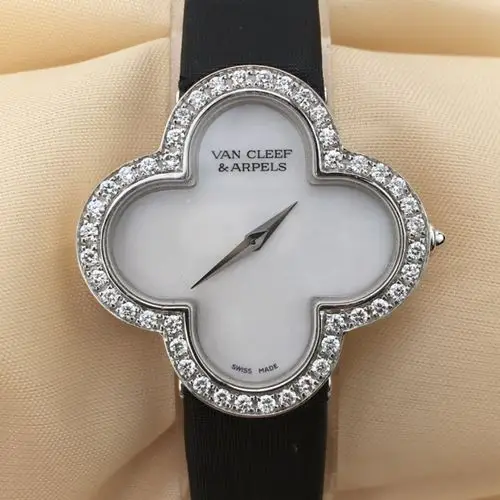 梵克雅宝四叶草原钻白金石英女表