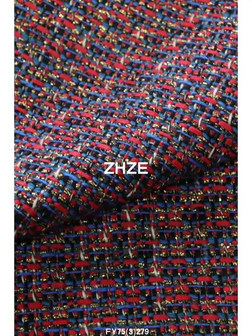 秋冬新款红蓝撞色小香风面料/italy