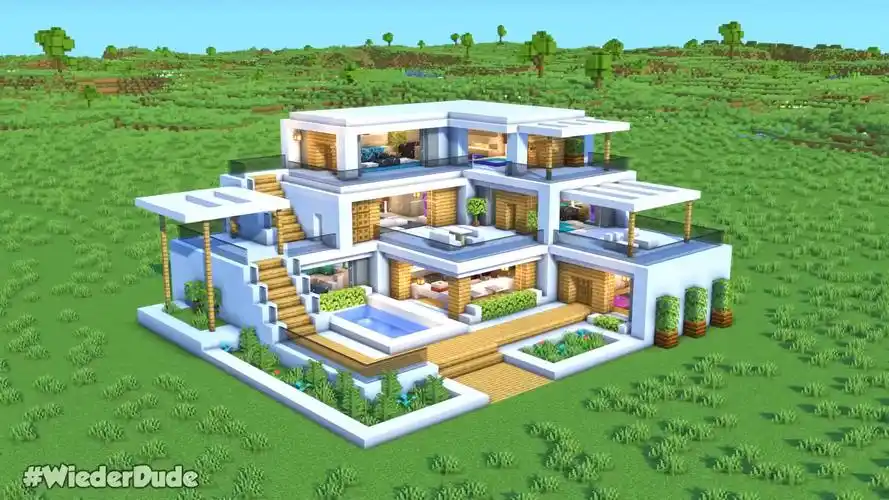 【我的世界建筑教程】如何建造一个简易的现代别墅(下集)