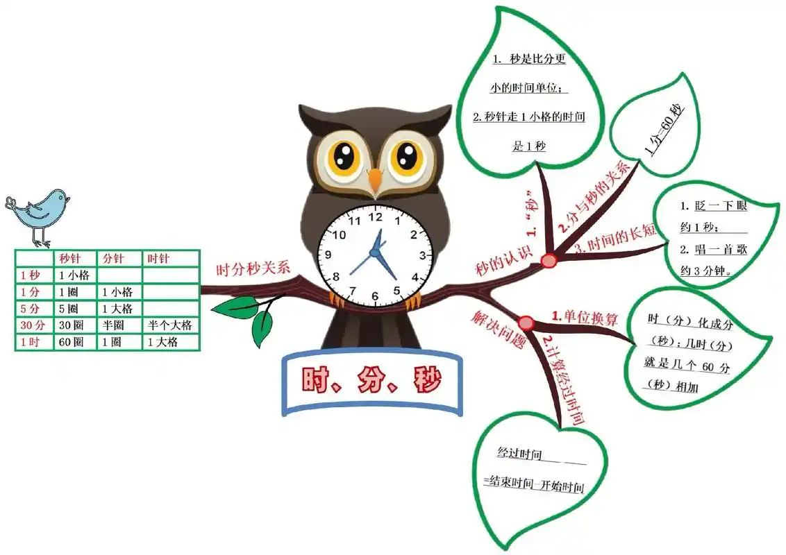 三年级数学上册《时分秒》思维导图.