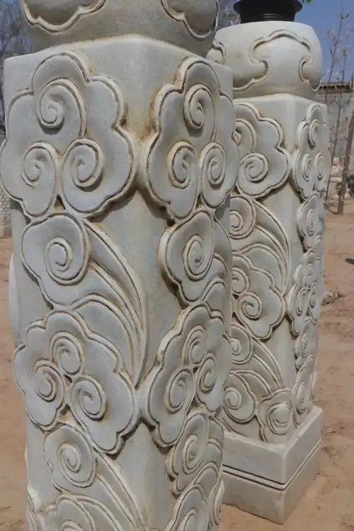 尺寸高106直径25上面鼓23#收藏##石雕##文玩#满工高浮雕祥云缭绕吉祥