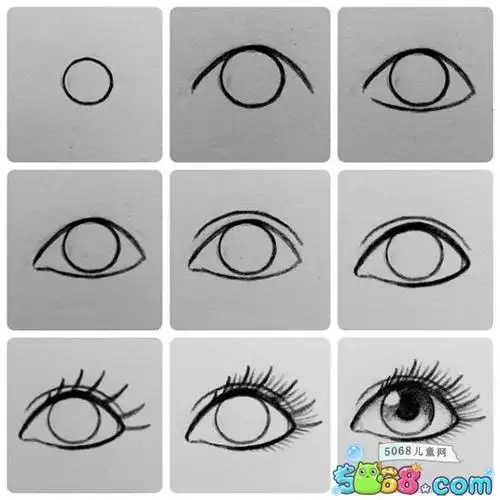 1分钟教小朋友画眼睛 简笔画眼睛画法_简笔画教程 - 5068儿童网