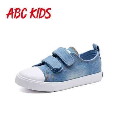 abckids男童帆布鞋韩版魔术贴童鞋