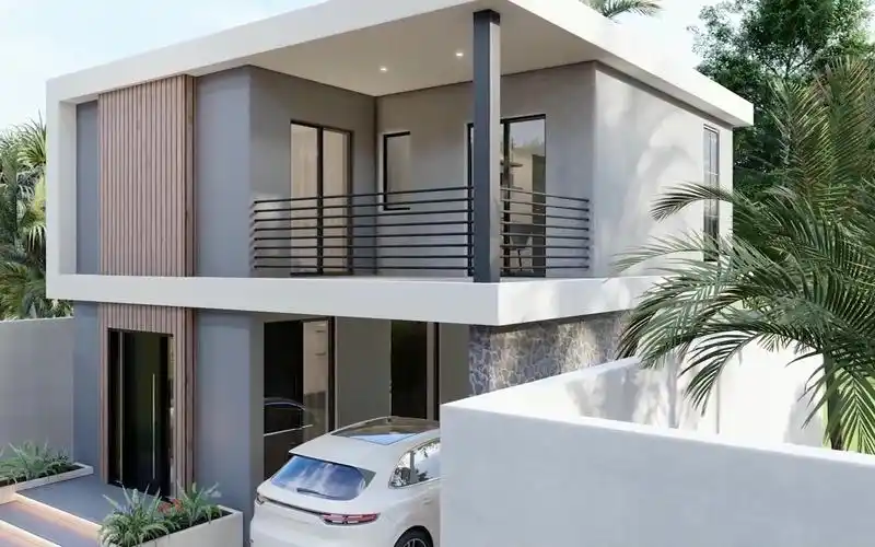 h02-8x8米3卧室二层别墅宅基地农村独立别墅详细有图纸含车库独家院