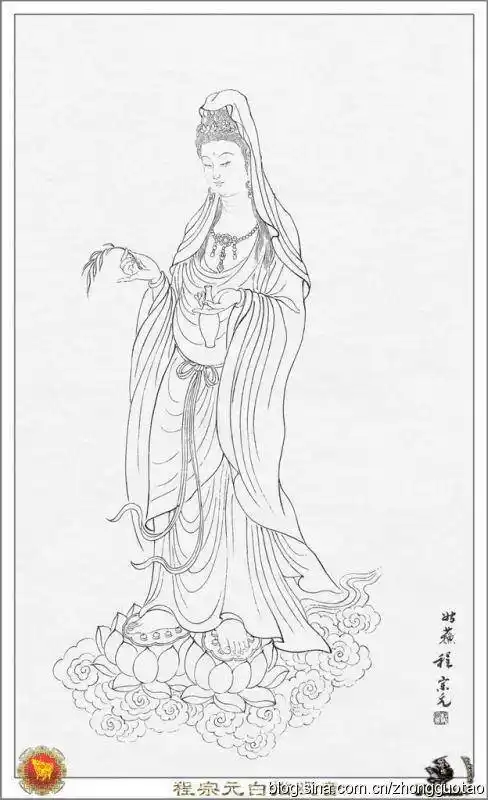 程宗元经典图谱选白描观世音菩萨庄重典雅