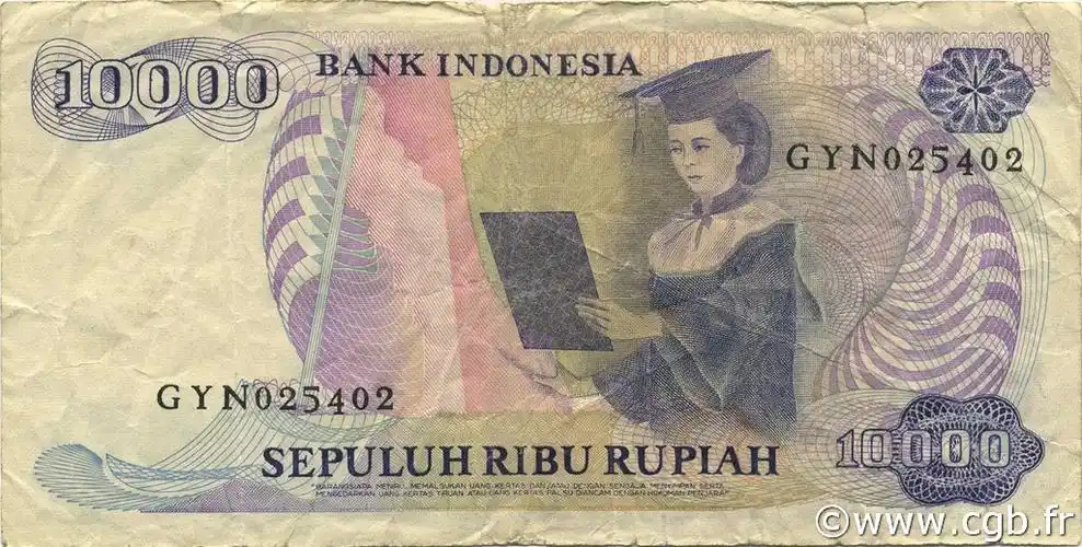 10000 rupiah indonesia 1985 p.126a